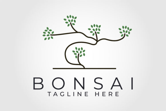 Bonsai Tree Line Logo Vector Design