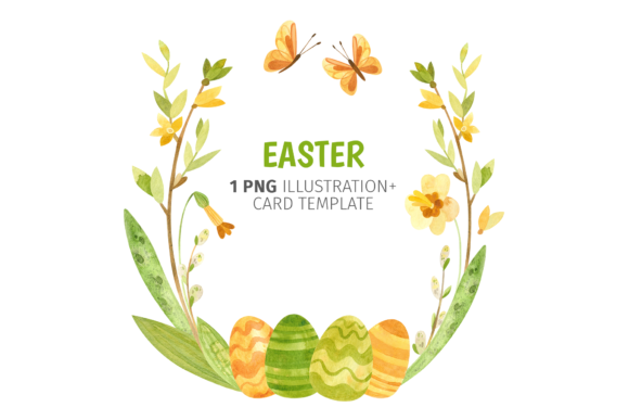 Easter Wreath with Eggs and Spring Flowers: A Versatile Design Element for Creative Projects