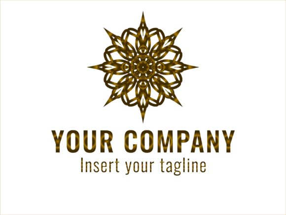 Logo Gold Beautiful Flower Art