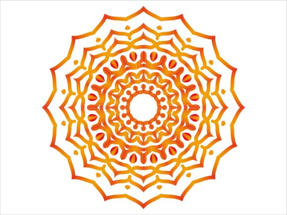 Mandala Orange Curved Flower Line: A Versatile Artistic Element