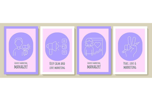 Marketing Manager Postcards with Icons