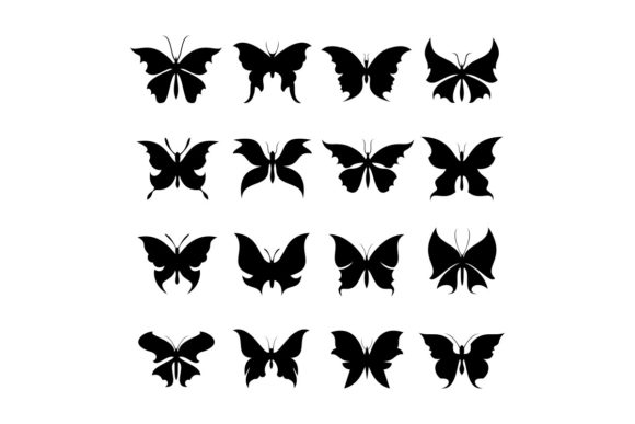 Set of Butterfly Silhouettes Vector