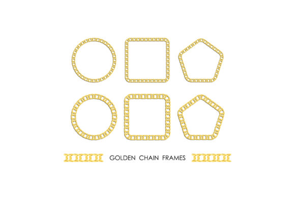 Set of Golden Round and Square Chain Frames for Decorative Headers
